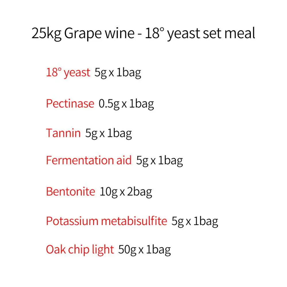 25 кг для виноградного вина 18% vol дрожжи набор еды семья виноделия вино аксессуары пехтиназа ферментация помощь бентонит дубовый чип