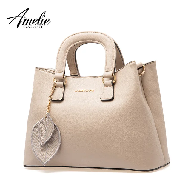 AMELIE GALANTI Luxury Leather Women Handbag Fashion Solid Crossbody Bags for Women Hard PU Leather Lady Shoulder Bags Zipper
