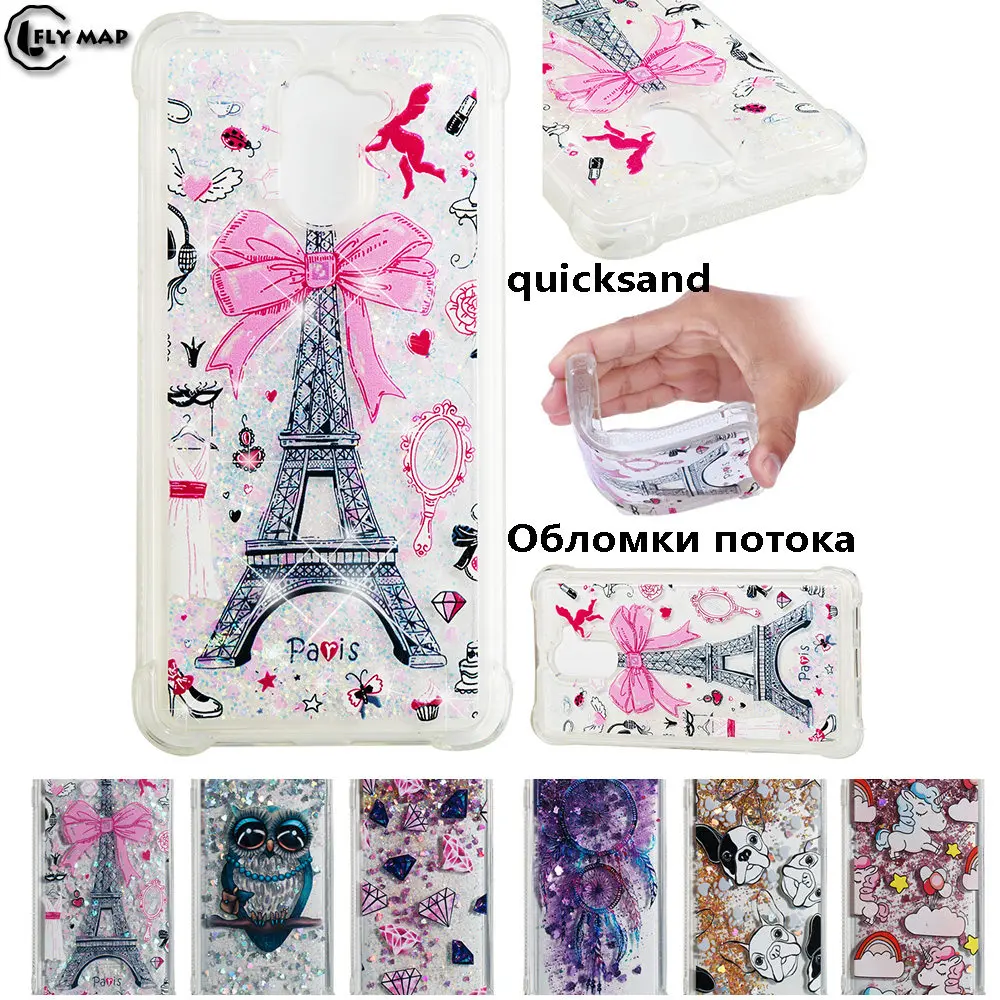 Unicorn Owl Cover for Huawei Y7 2017 TRT-LX1 Dynamic Liquid Debris Quicksand Back Case for Huawei Y7 Prime 2017 TRT-L21A Case