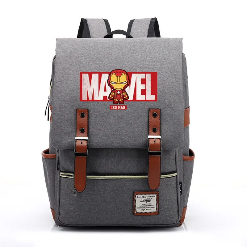 Холщовый женский и мужской рюкзак Мститель, Марвел, Капитан Америка, Человек-паук, для мальчиков и девочек, школьная сумка, сумки для подростков - Цвет: 14