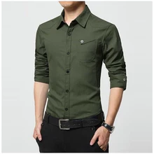 Для мужчин платье рубашка модный бренд Повседневное тонкий твердый рубашка с длинными рукавами Для мужчин Бизнес социальных Черный цвет; Большие размеры 4XL черный