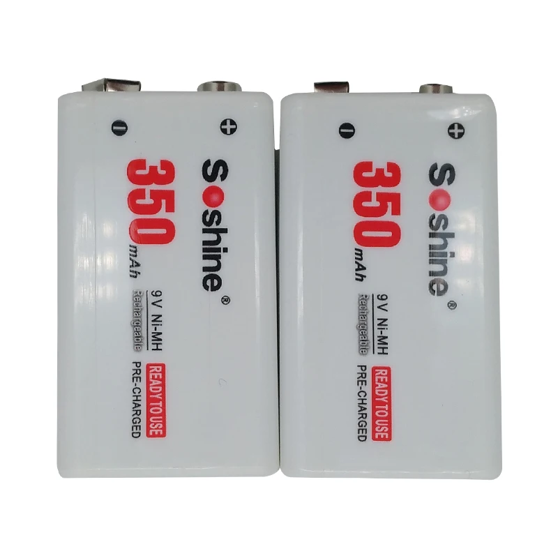 2 шт Soshine 9V перезаряжаемая батарея Ni-MH 350mah NiMH 9 Вольт Аккумуляторная батарея с защитной коробкой для микрофона