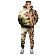 Лев 3D цифровой печати свитер Для Мужчин's Мотобрюки Брюки для девочек повседневный комплект Хэллоуин пару комплект