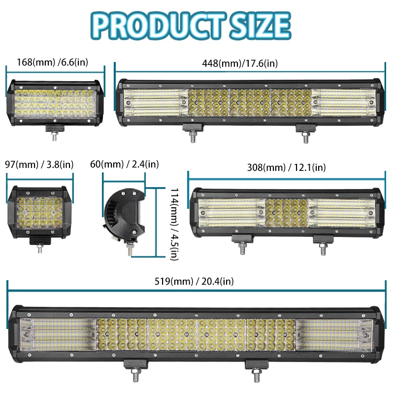 4 7 12 17 20 дюймов Quad строкавнедорожник внедорожный точечная Светодиодная рабочая лампа луч светодиодный светильник бар Точечный светильник для Jeep SUV УАЗ ATV автомобилей 4x4 трактор 12V 24V