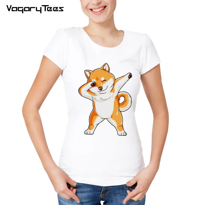 Shiba Inu футболка для женщин короткий рукав милая собака Dab Dance футболка Даббинг хип-хоп поза футболка harakuju дизайн топы тройники