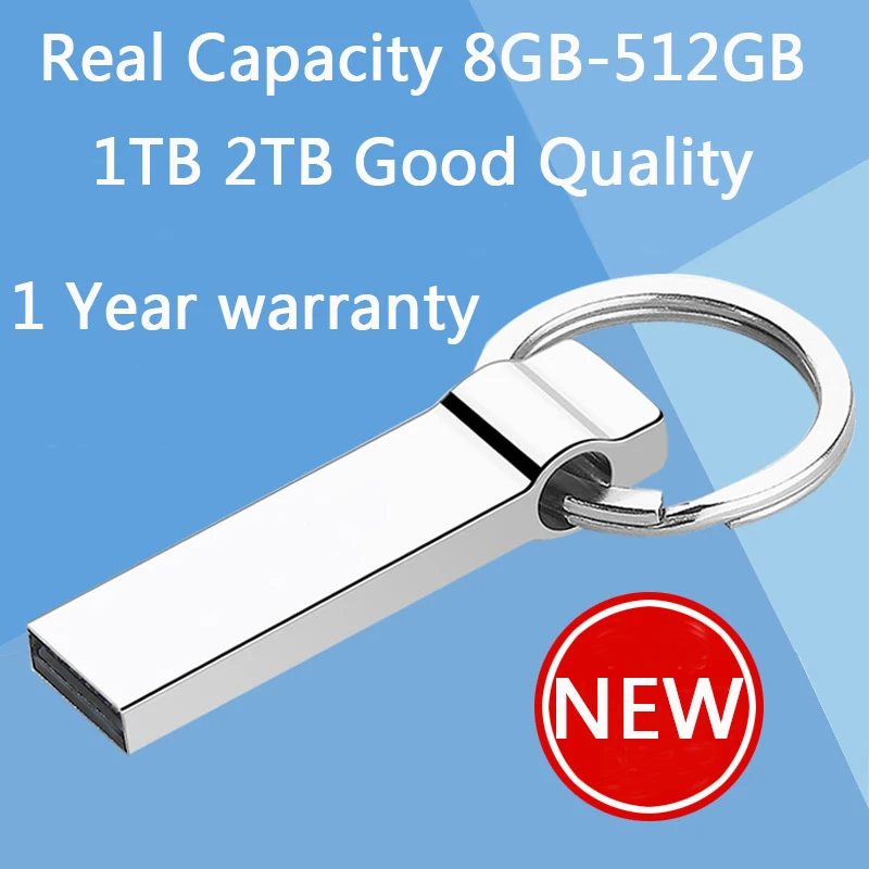 100% Real Hot Metal Key Chain 64GB Mini USB Flash Drive 1TB 2TB 32GB Pen Drives 16GB 8GB Pendrive Memory Stick Disk On Key 512GB