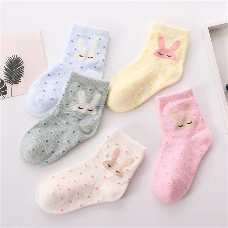 5 Pairs/Lot Cool rabbit Baby Socks Elastic Quality Cotton Cute Baby ...