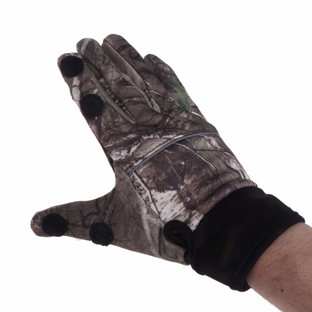 Fishing Gloves Full Finger 2 Slits Camouflage Winter Gear Waterproof