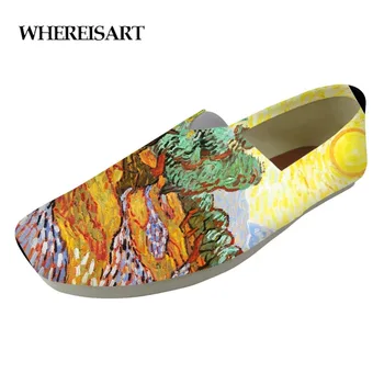 

WHEREISART Comfortable Men Print Flat Casual graffiti pattern Shoes Men Loafers Shoes Men Lazy Shoes Teen Boys Slacker Shoes