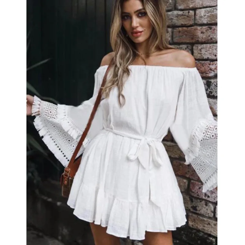 

Cover-ups 2019 White Cotton Tunic Beach Dress Summer Tunic For Women Beachwear Swimsuit Cover Up Beach Woman Sarong palge
