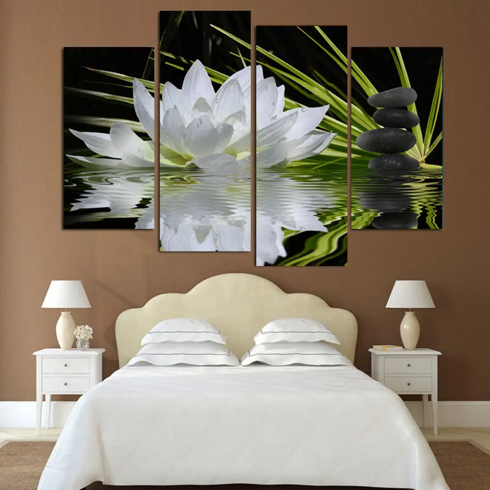 

Marble Turquoise Wall Picture lotus Flower Paintings Wall Art Decorative Pictures Unframed 4 Pieces red flower On Canvas
