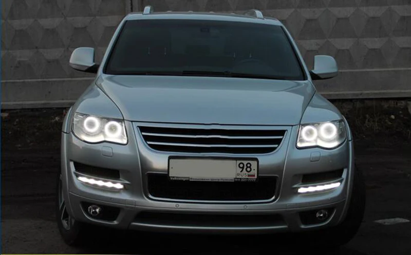 Для Volkswagen VW Touareg 2007 2008 2009 2010 Многоцветный комплект светодиодов «глаза ангела» RGB гало кольца дневного светильник дневные ходовые огни