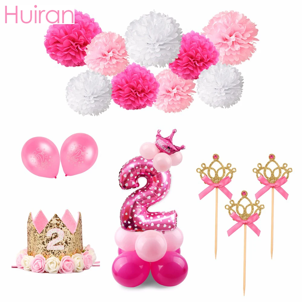 HUIRAN розовый наряд для 2 го дня рождения украшение вечеринки на й день Детские