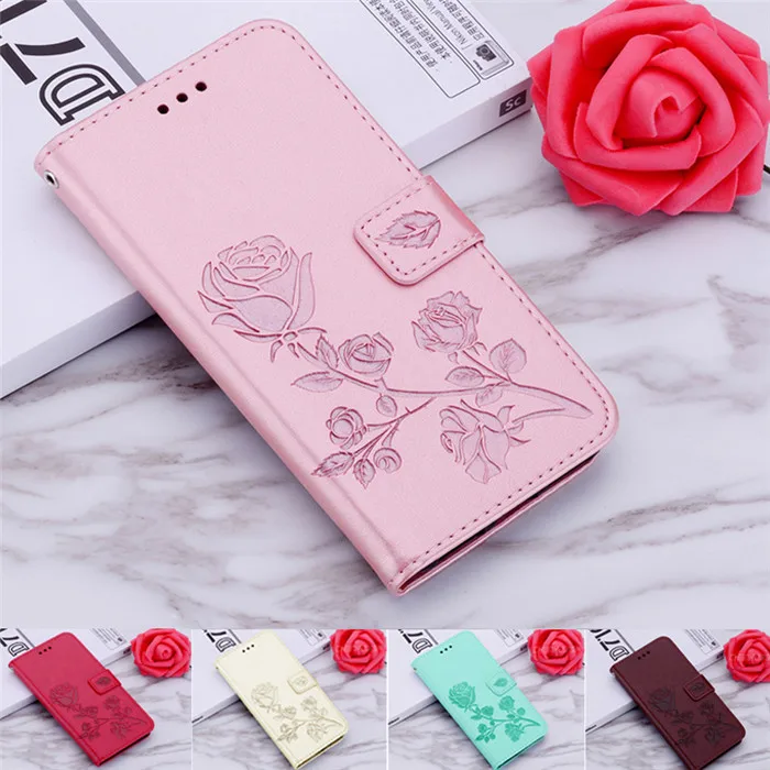 

Luxury Rose Embossed Wallet Leather Case For Doogee Y8 Cover Book Case Stand Flip Leather Case For Doogee Y8 ,Strap