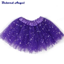 2019 chiffon tutus saia para meninas do bebê crianças princesa tutu malha lantejoulas estrelas 3 camadas tule da criança saias de dança 2-8y