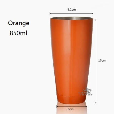 850 мл шейкер из нержавеющей стали для коктейлей Бостонского бара, стеклянная чашка из нержавеющей стали, цветная чаша для зала, шейкер из американского стекла - Цвет: Orange 850ml