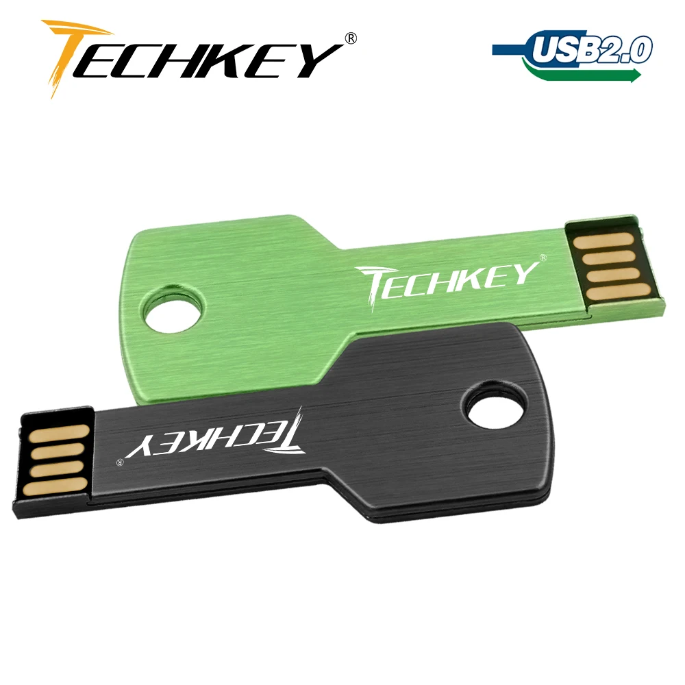 

new TECHKEY usb flash drive pen drive 64GB 32GB 16GB 8GB 4GB pendrive waterproof metal key memoria cel usb stick usb 2.0 u disk