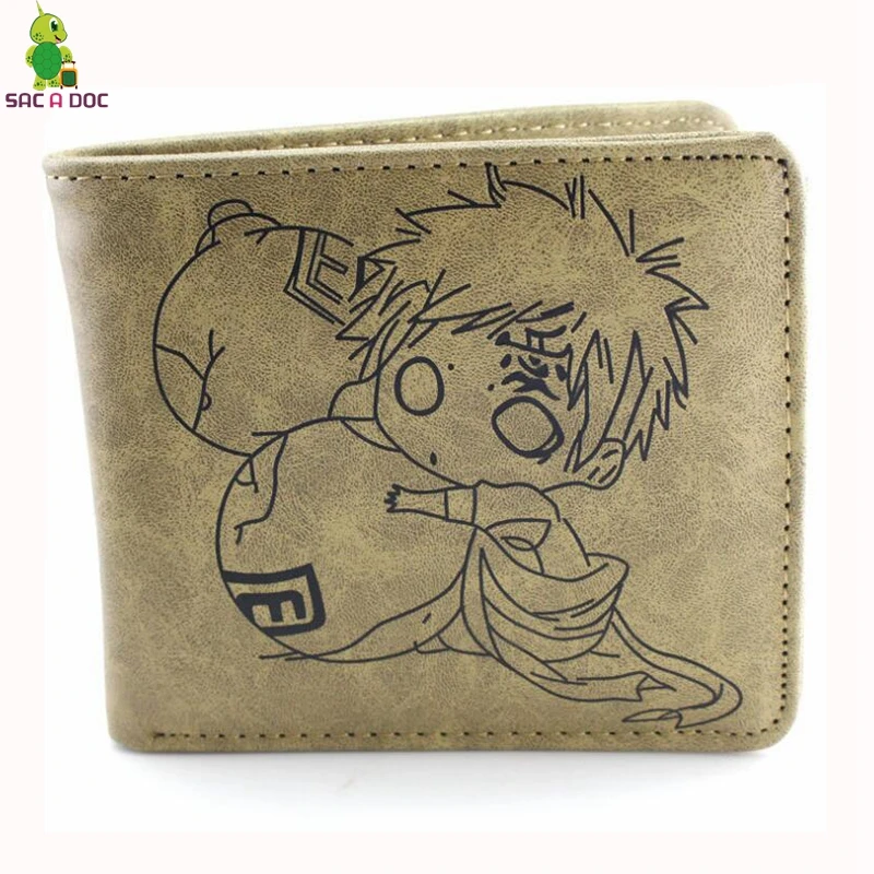 Anime Naruto Gaara Wallet Short Women Men Short Clutch Purses Pu