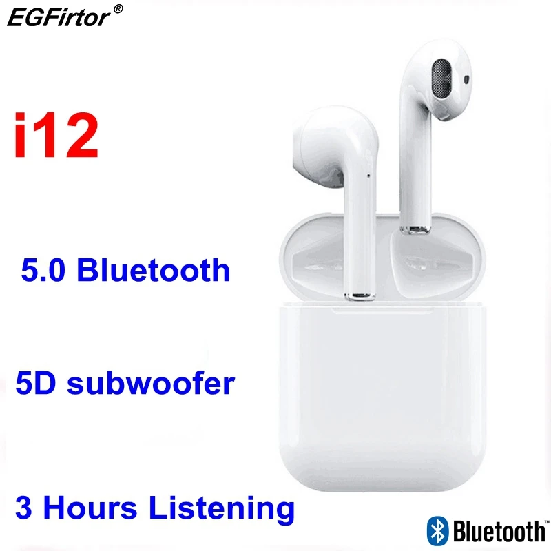 

I12 TWS Mini Bluetooth Earphone Portable Smart Touch Control Earbuds In-Ear Music Stereo Headset Invisible Earbud 5.0 Bluetooth