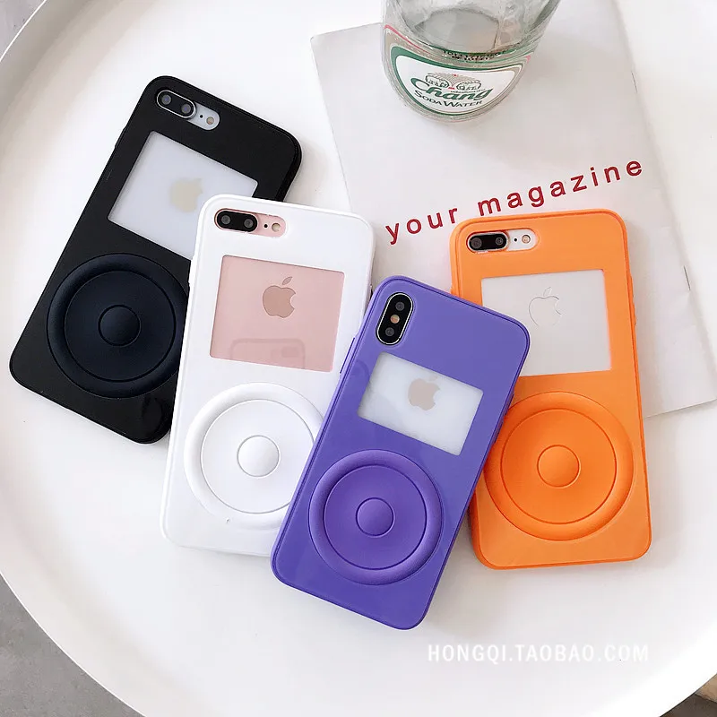 iToncs Japan Retro Mini Handheld Ipod Mp3 Players Soft TPU Phone Case for Iphone 6 6s 7 8 Plus X XR XSMAX Gift Solid Back Covers |