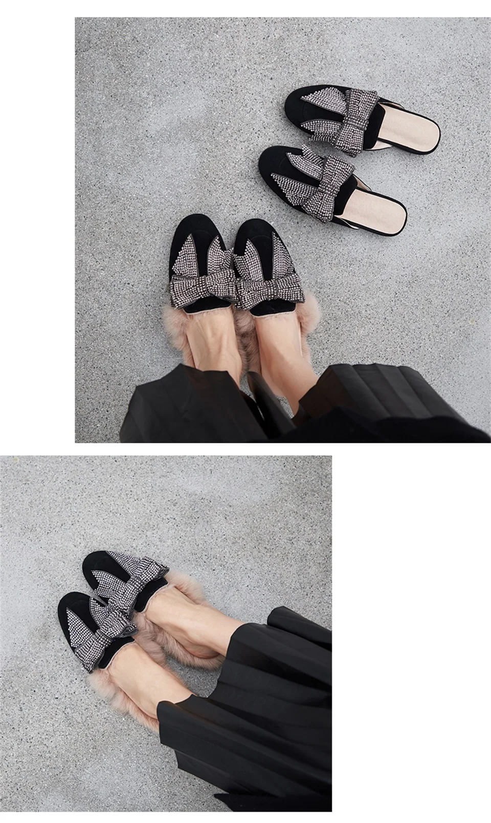 Весна-осень женская обувь Muller материал высокого качества Стразы блестящее украшение в виде банта; удобные женские Тапочки
