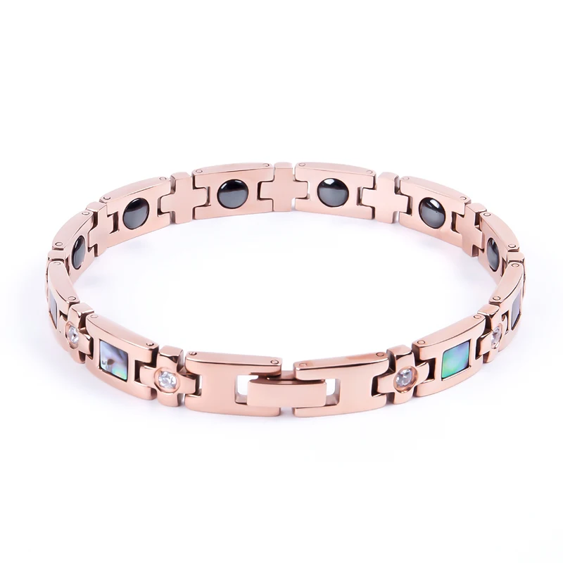 Luxury Fashion Jewelry Bangles bracelets for women Natural shell cubic zirconia rose gold color magnetic bracelet (3)