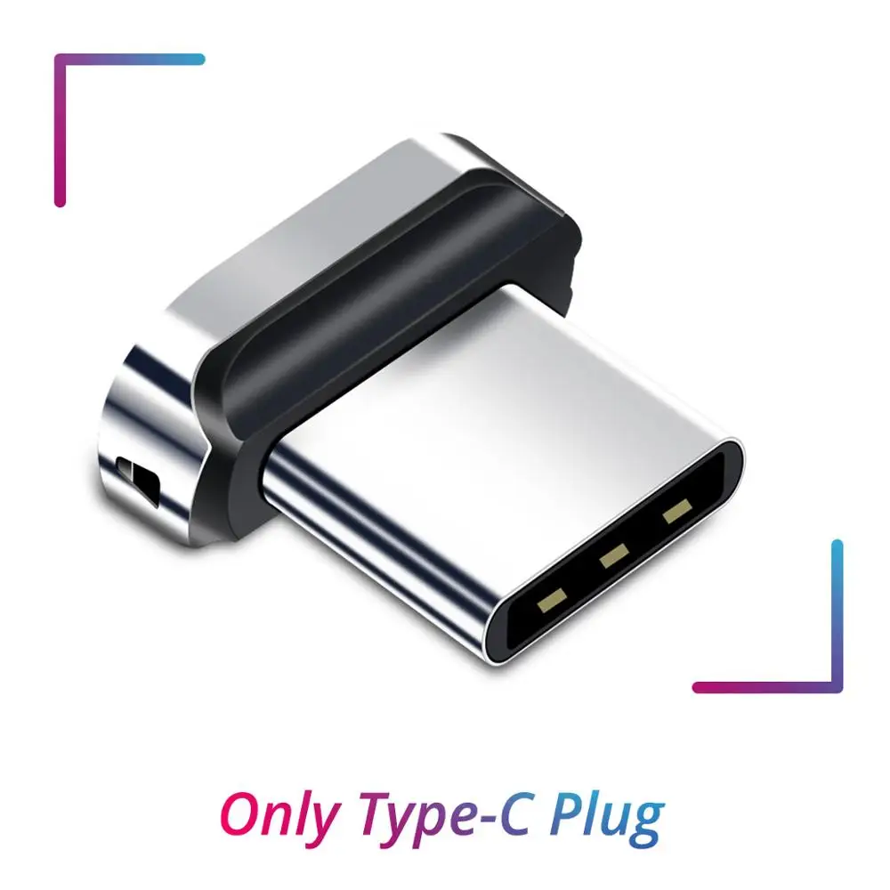 Only Type C Plug Магнитный кабель FONKEN Micro usb type-C, 1 м, 2 м, магнитный usb-кабель, 3 А, быстрая зарядка для зарядного устройства телефона, кабель type-C, мобильный светодиодный кабель для передачи данных - Цвет: Only Type C Plug