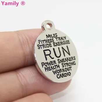 

8pcs--22mm RUN alloy plating Charm Word Collage Charms pendant for diy jewelry making pj3001