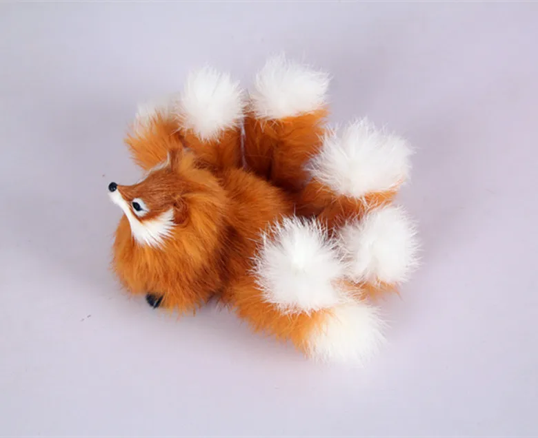 

simulation brown fox 18cm with nine tails model ,polyethylene&furs handicraft Figurines home decoration gift a2800