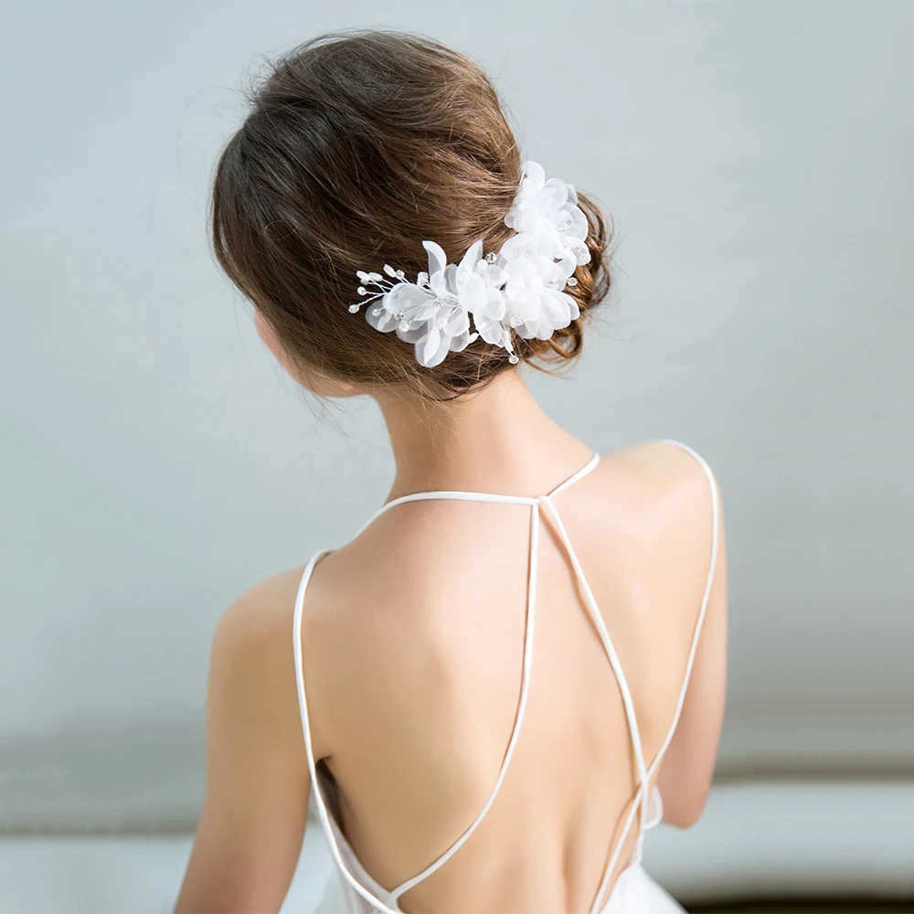 

Fashion White Yarn Flower Hair Clips Girls Party Floral Barrettes Headpieces Bridal Wedding Hairgrips Headdress Gifts Handmade