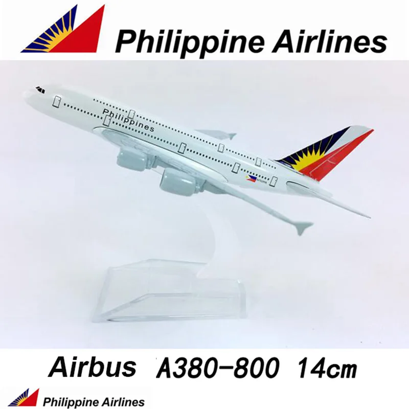 14 см 1:400 Airbus A380-800 модель Филиппинский самолет с базовым сплавом самолет коллекционный дисплей игрушка модель украшения дома