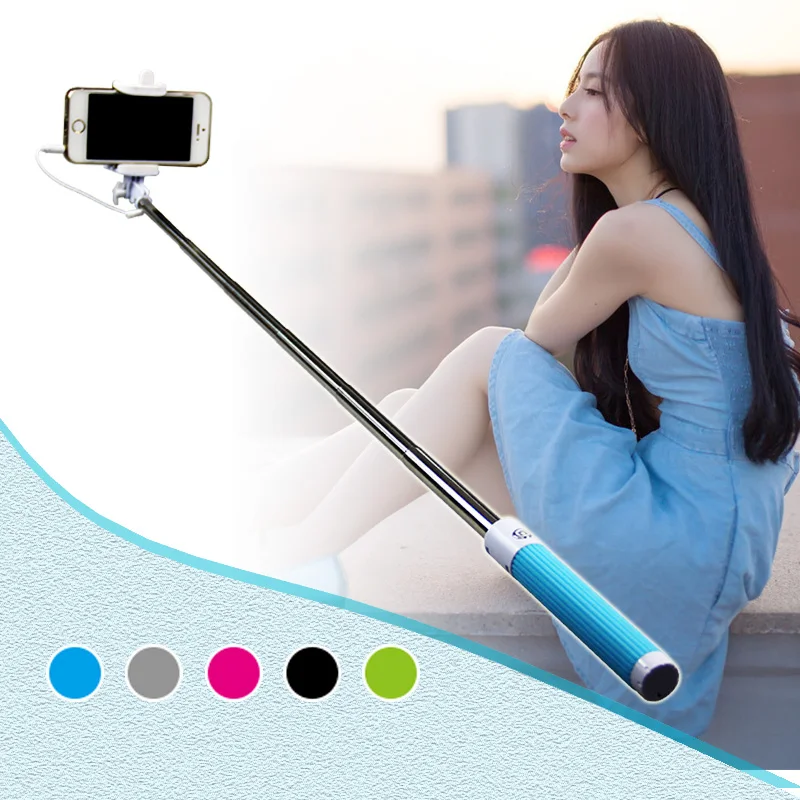 Mini Foldable Handheld Monopod Tripod Wired Selfish Stick Cable Extendable Self Stick For iPhone Samsung Smartphone