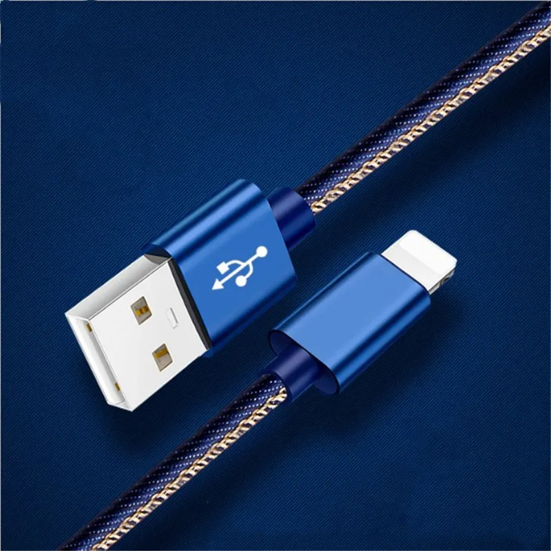 

2M/1.5A USB Cable For Lightning iPhone X 8 Denim For iPhone Cable USB 1M/2.1A Fast Charging Sync Data Cables For iPhone Charger