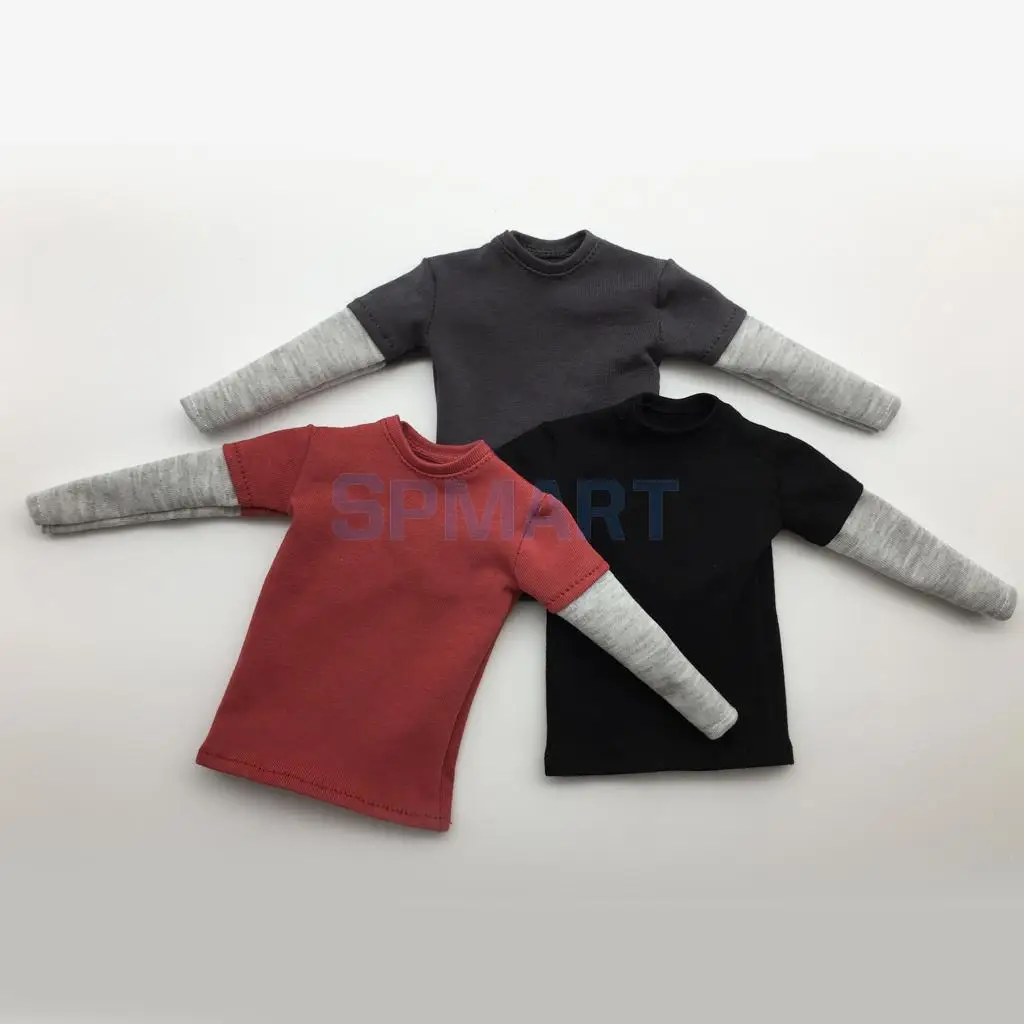 1/6 Scale Mens Double Sleeve Long T-shirt Top Clothing for 12