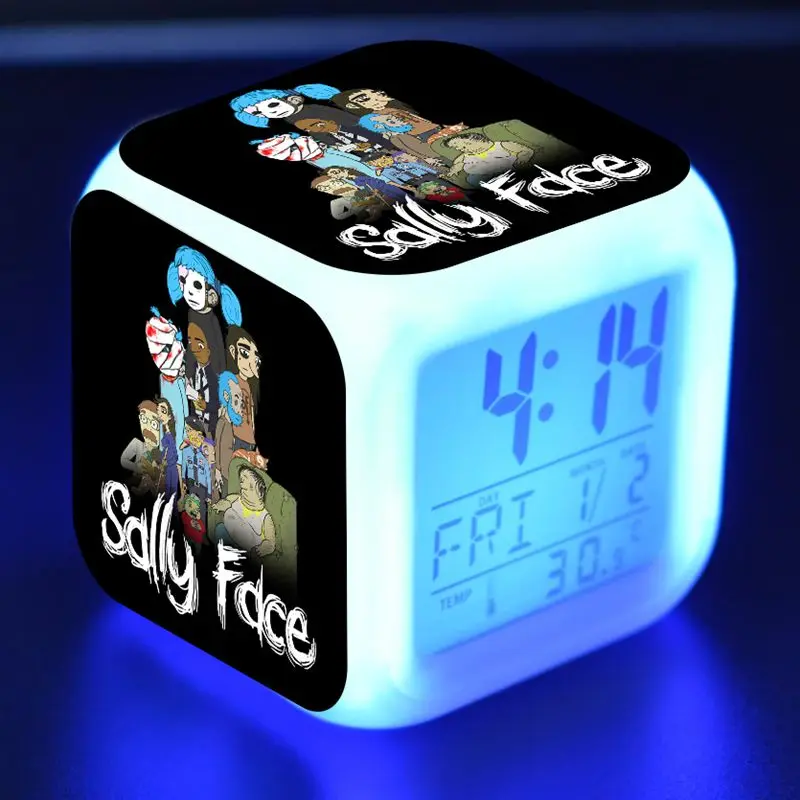 Светящийся светодиодный Настольный будильник, красочный флэш-светильник, игра figulas Sally Face Figure Toys