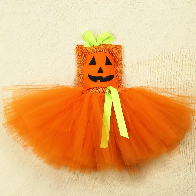 Платье для хэллоуинская пачка для девочек; костюмы для малышей; бальное платье с изображением тыквы; детская одежда; детское карнавальное