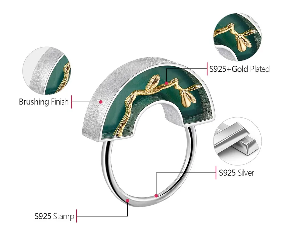 Lotus Fun реальные 925 серебро ручной работы Ювелирные украшения классический Восточный элемент Arch Bridge Дизайн кольцо для Для женщин