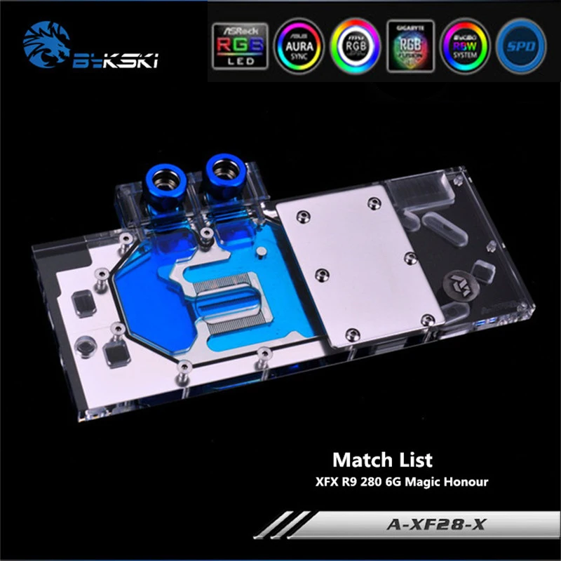 ^Cheap Bykski A-XF28-X Full Coverage GPU Water Block For XFX R9 280 6G Magic Honour Graphics Card Cooler Heatsink Watercooling
