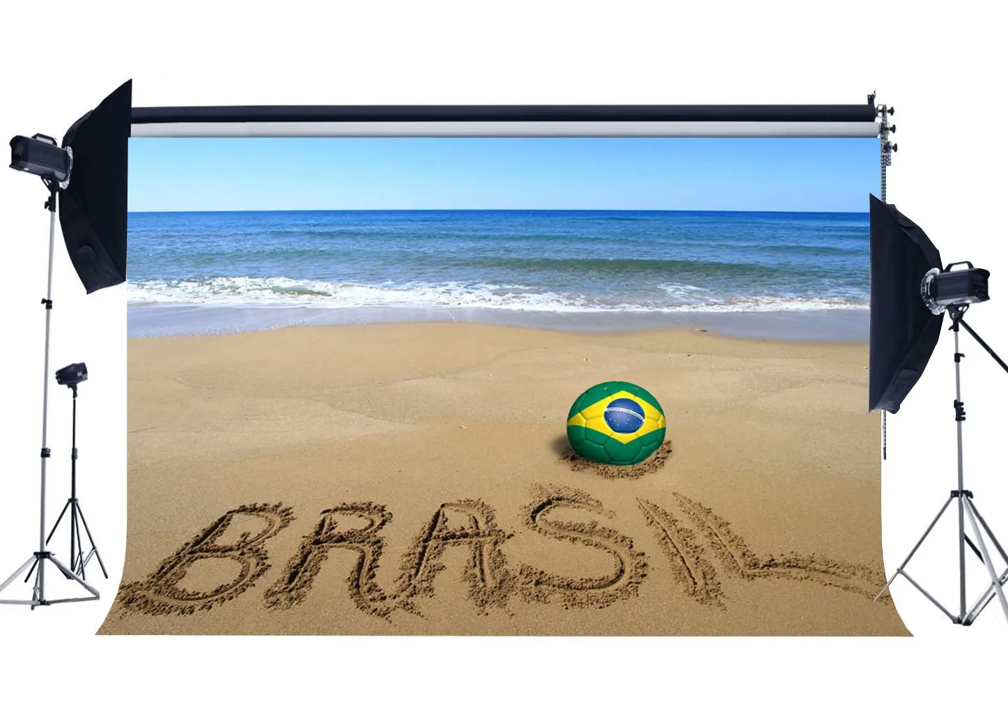 

Brasil Football Field Backdrop Tropical Sand Beach Backdrops Seaside Sports Match Photography Background