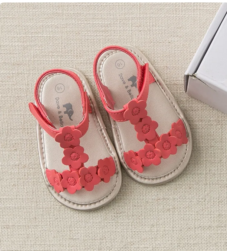 Dave Bella/летние сандалии для девочек новорожденных ползунок младенец обувь для девочек Красные босоножки принцессы обувь Цветочные DB10246