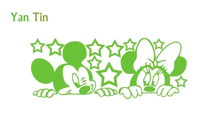 Мультфильм Микки Маус и Минни настенные Стикеры для детской комнаты полые звезды украшения художественная Фреска самоклеющиеся звезды обои - Цвет: Apple Green