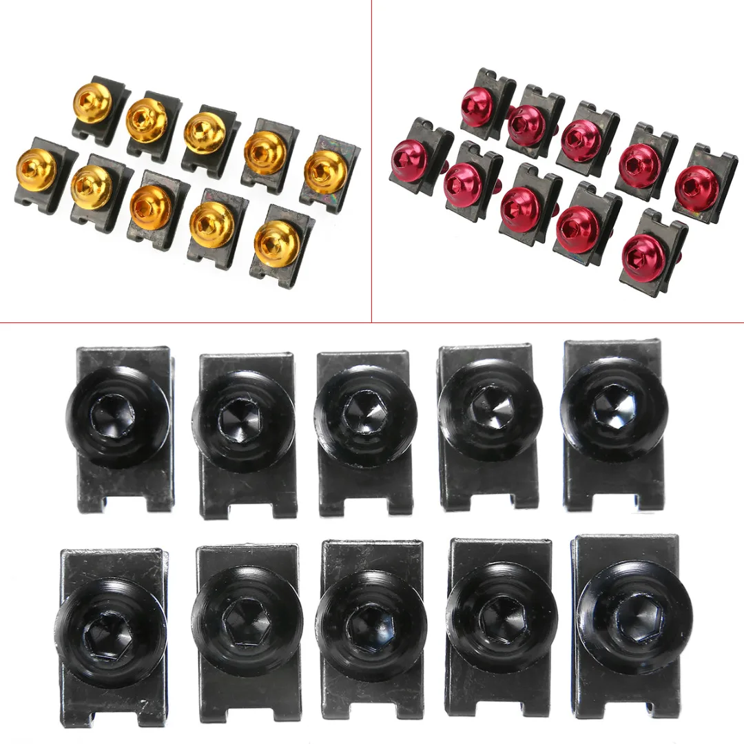 

10pcs Aluminium Motorcycle M5 5mm Fairing Bolts Fastener Clips Screw Spring Nuts Car Accessories Nuts Bolts