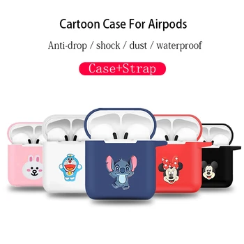 

New Soft Silicone Case For Apple Airpods Shockproof Cover For Apple AirPods Earphone Cases Protector Case With Doll Strap Gifts