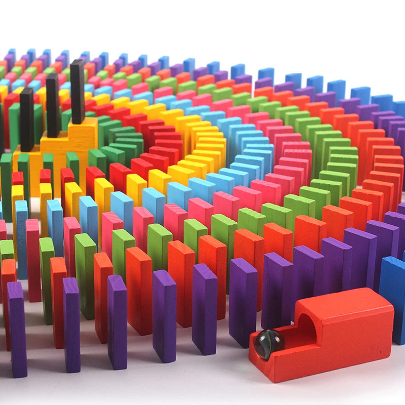

100 120 240 360 480pcs Kids Wooden Blocks Toy Colored Domino Children Early Educational Stacking Dominoes Game Kids Building Toy