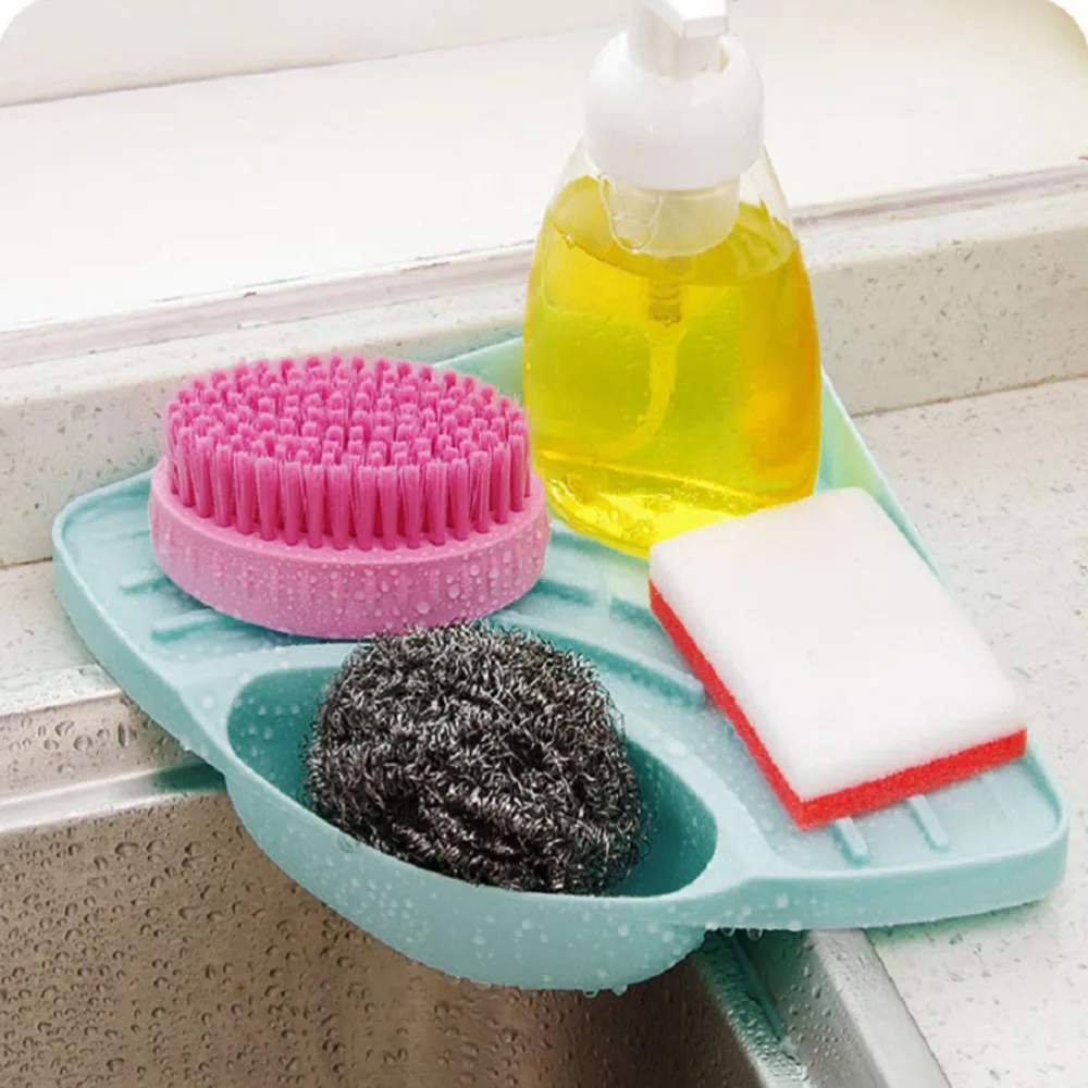Kitchen Sink Corner Storage Rack Sponge Holder Wall Mounted Tank