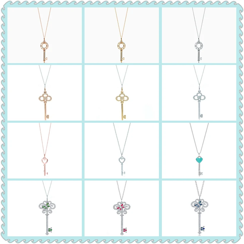 

TIFF original 100% 925 sterling silver heart-shaped Roman numeral key pendant necklace has logo1:1 female high quality gifts