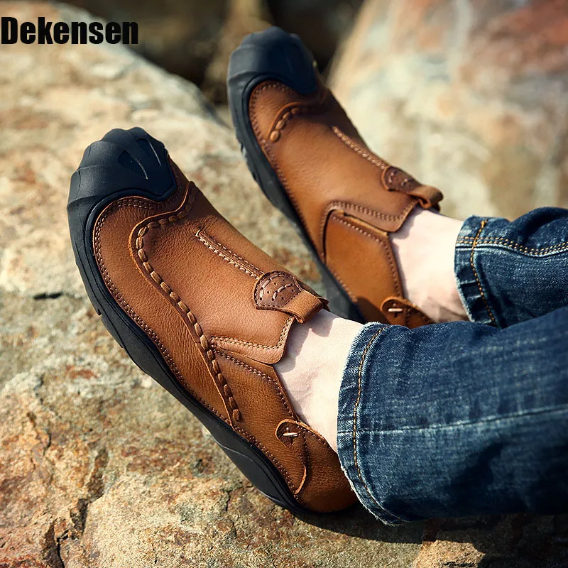 

New Style British Round Toe Genuine Leather Work Shoes Summer Autumn Leather Handmade Mens Outdoor Tooling Casual Shoes
