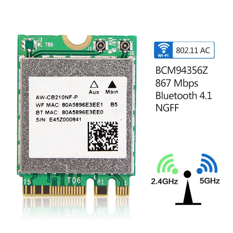 Двухдиапазонный AC1200 Broadcom BCM94356Z NGFF M.2 WiFi Bluetooth 4 1 WLAN 802.11ac 867 Мбит/с 2 4G/5 ГГц мини