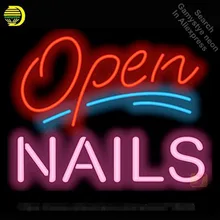 Неоновая вывеска для открытия с гвоздями неоновый трубчатый вывеска коммерческий светильник ручной работы рекламные лампы магазин дисплеев неоновый свет вывеска