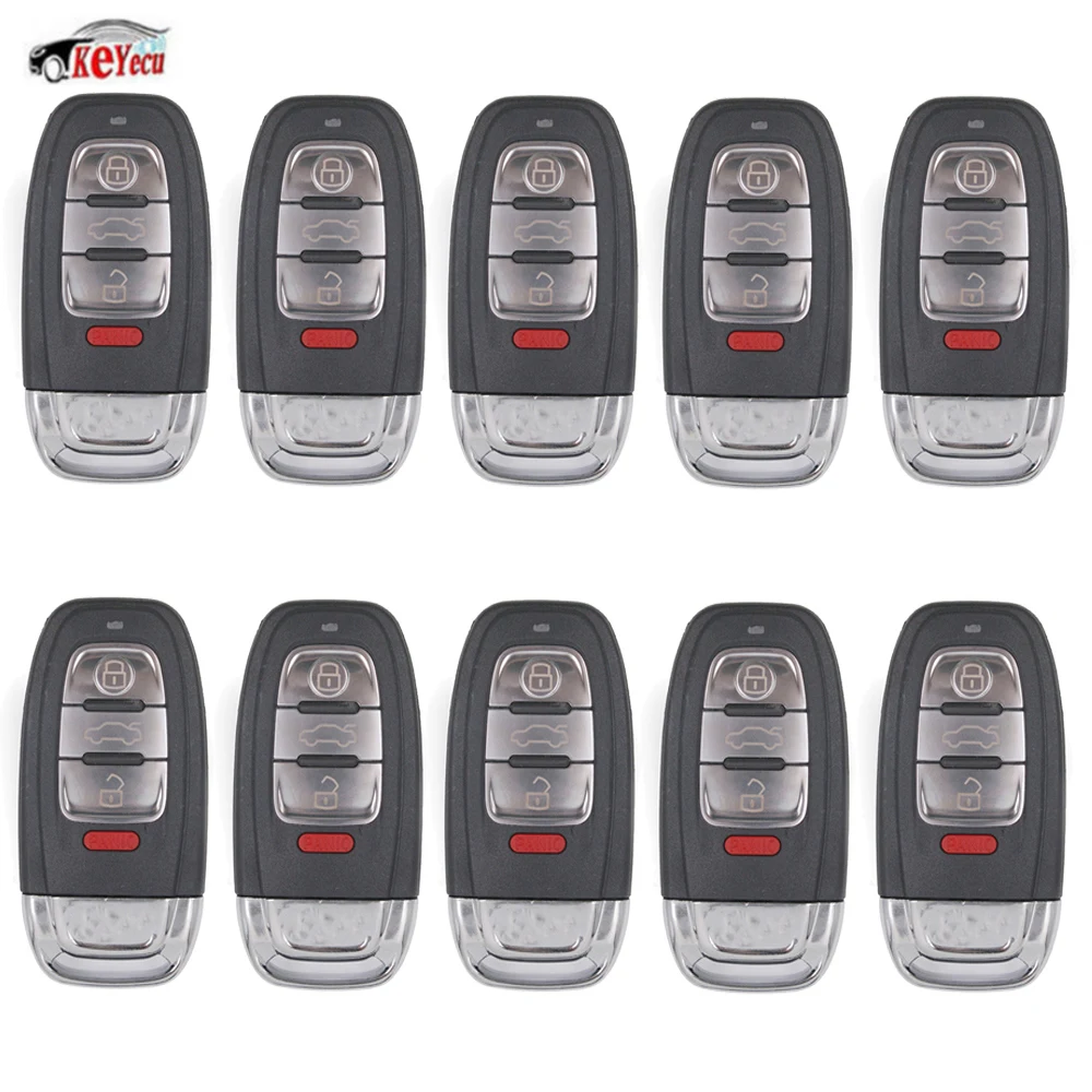 

KEYECU 10Pcs/lot 4 Button Remote Key Fob Select 315MHz for Audi A3 A4 A5 A6 A8 Quattro Q5 Q7 A6 A8 Part Number FCC ID:IYZFBSB802
